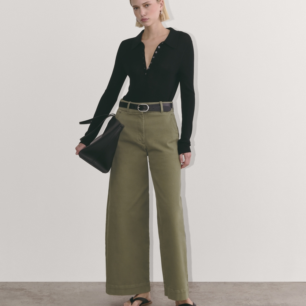 Everlane Women's Olive Wide-Leg Pants